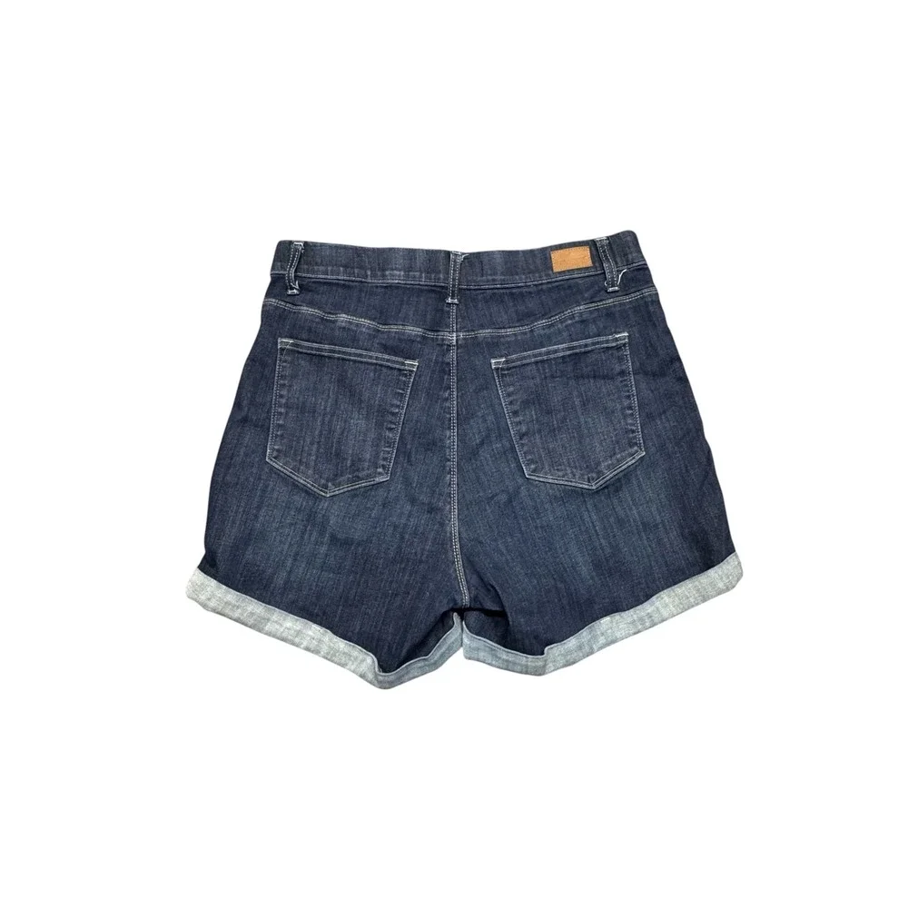 Judy Blue Pull On Short 2XL Dark Wash Cuffed Blue Denim High Rise Stretch Casual